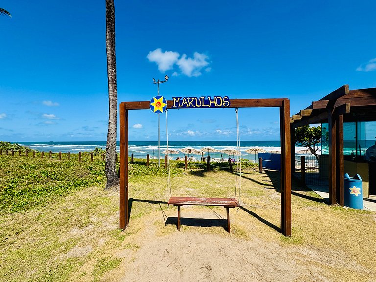 Flat c/ Vista da Piscina na Beira-Mar de Muro Alto | Marulho