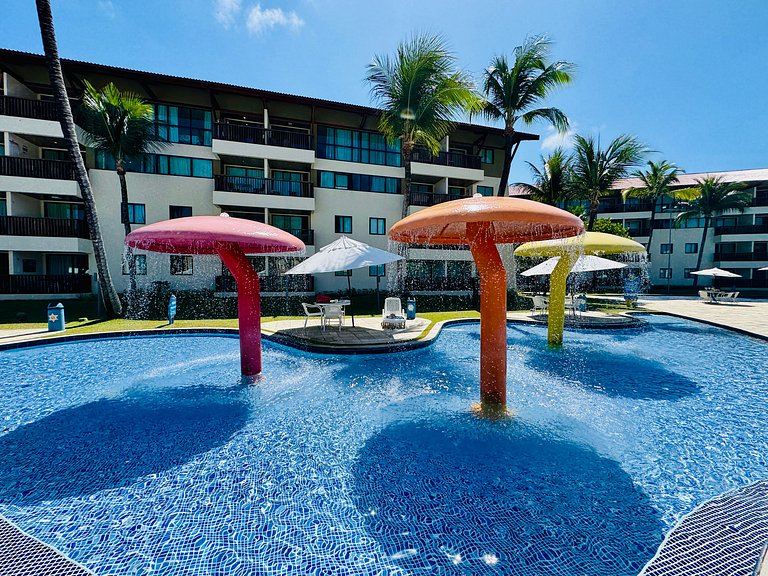 Flat c/ Vista da Piscina na Beira-Mar de Muro Alto | Marulho