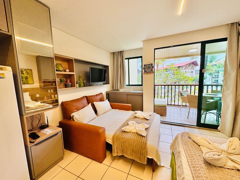 Flat c/ Vista da Piscina na Beira-Mar de Muro Alto | Marulho