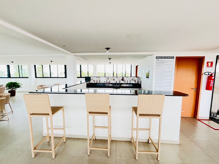 Flat 50m do Mar com Varanda e Rooftop em Maracaípe | Maraca