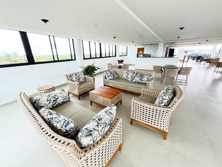 Flat 50m do Mar com Varanda e Rooftop em Maracaípe | Maraca