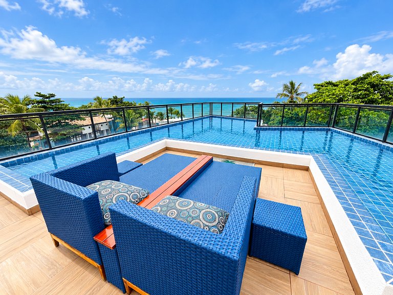 Flat 50m do Mar com Varanda e Rooftop em Maracaípe | Maraca
