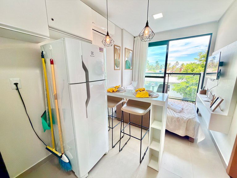 Flat 50m do Mar com Varanda e Rooftop em Maracaípe | Maraca