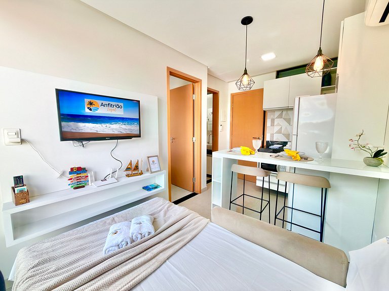 Flat 50m do Mar com Varanda e Rooftop em Maracaípe | Maraca