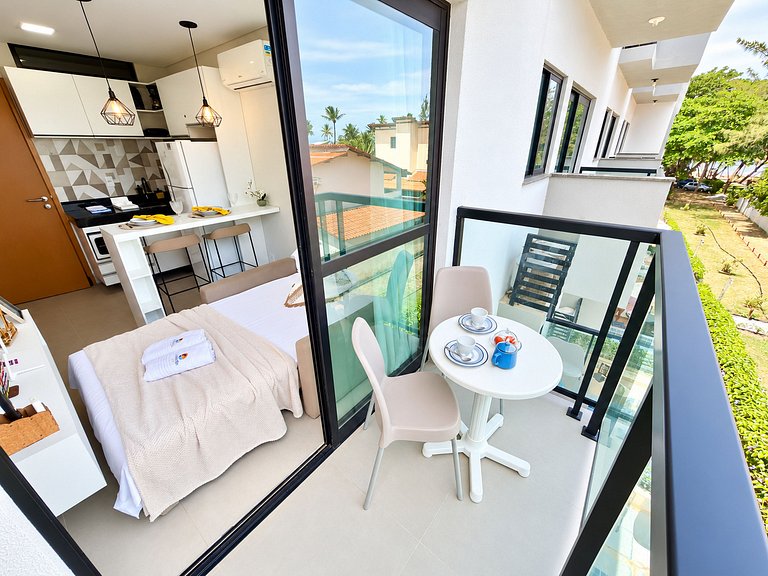 Flat 50m do Mar com Varanda e Rooftop em Maracaípe | Maraca