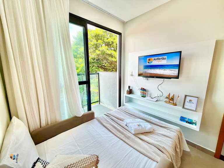 Flat 50m do Mar com Varanda e Rooftop em Maracaípe | Maraca