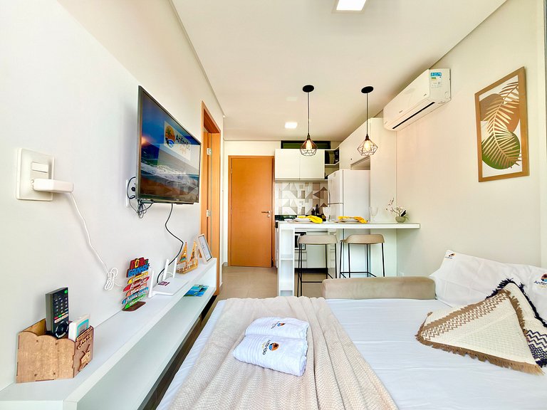 Flat 50m do Mar com Varanda e Rooftop em Maracaípe | Maraca