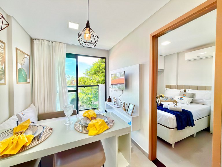 Flat 50m do Mar com Varanda e Rooftop em Maracaípe | Maraca
