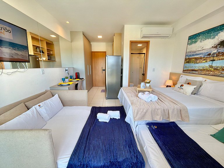 Studio c/ Varanda em Muro Alto 300m do Mar | Makia B206 - By
