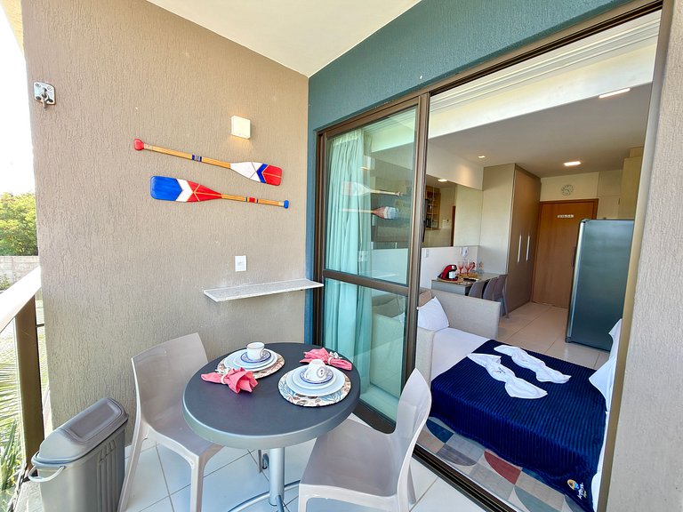 Studio c/ Varanda 300m do Mar em Muro Alto | Makia C122 - By